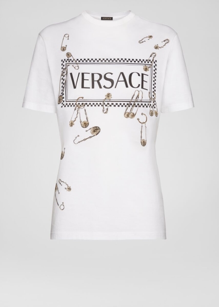 Versace Sustainable Safety Pin Logo T-shirt Dam - 104859HOI